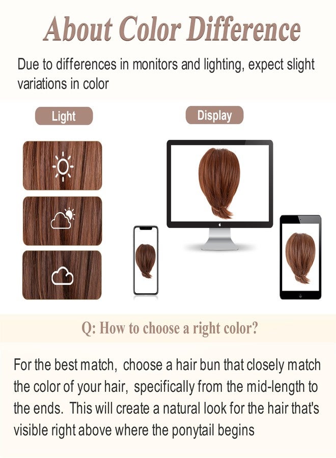 SEGO Claw Clip Short Ponytail Extension Messy Bun Hair Piece With 4 Bendable Metals DIY Synthetic Fake Hair Bun For Women 8 Inch #30H33A Copper Brown/Dark Auburn - Image 4